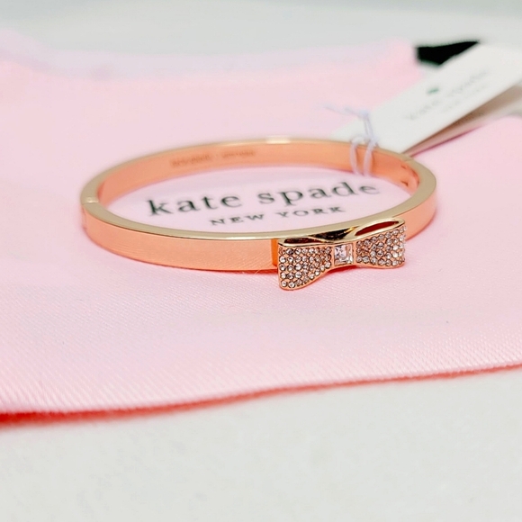 Kate Spade "Ready Set Bow" Rose Gold Bangle Hinged Bracelet - Picture 4 of 7